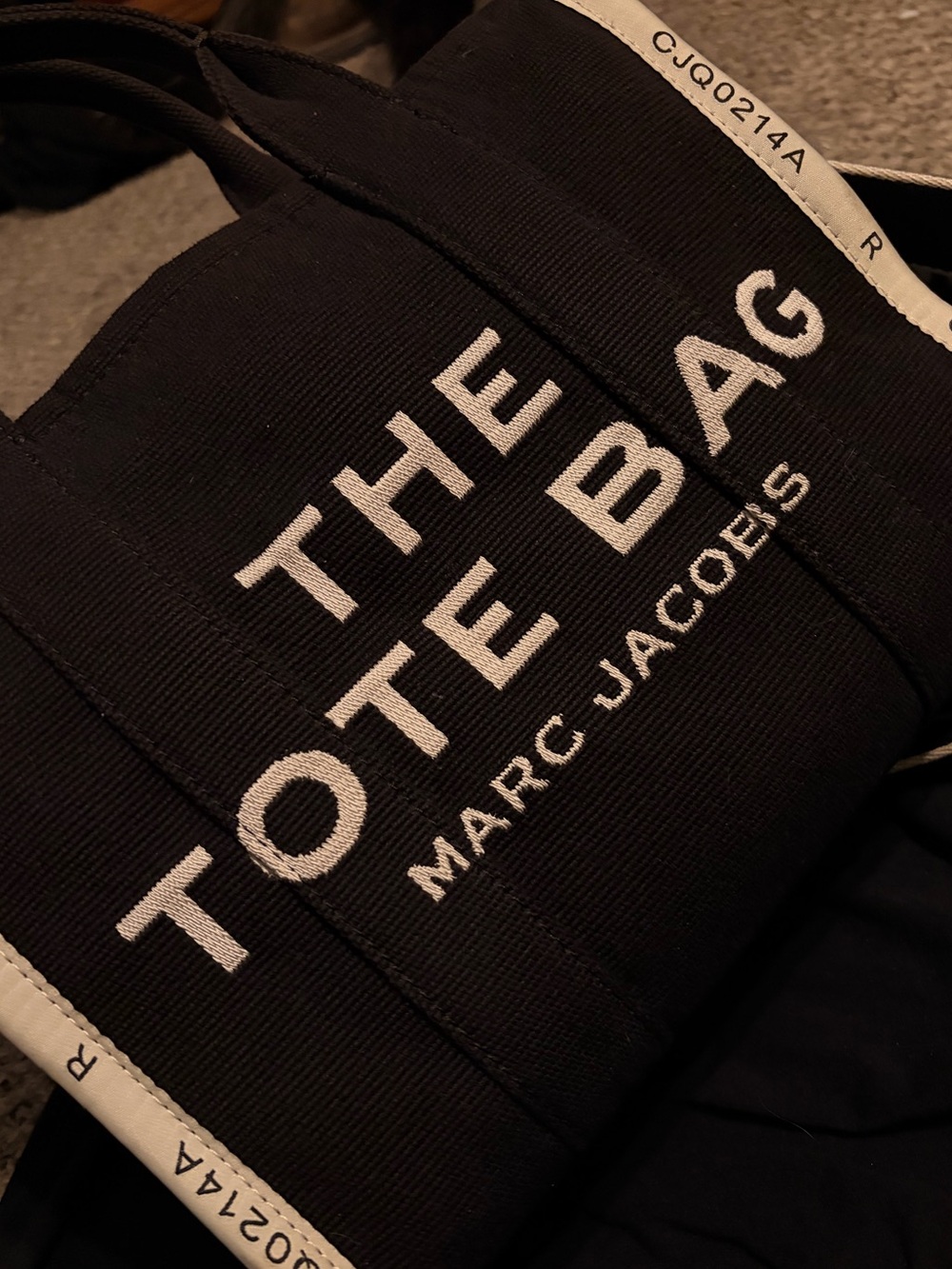 Marc Jacobs Medium Black Canvas 'The Tote Bag' with White Trim